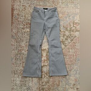 Indigo Rein Black and White Striped Flare Jeans